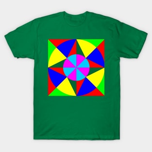 red, green, blue, yellow and pink pattern. T-Shirt